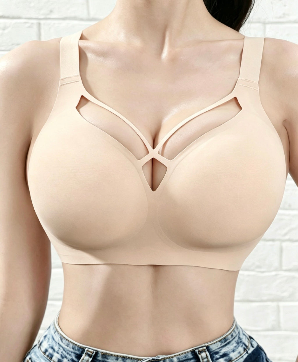 Lunarie Sense Strappy Cutout Wireless Bra Full bust bra jelly bra