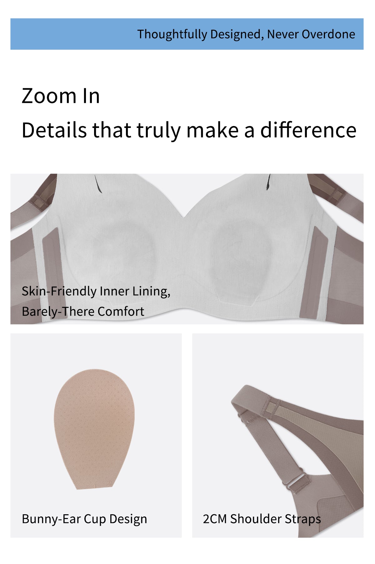 Ultra-Thin Bunny Ear Cup Acetate Fabric Bra Wireless Bra Jelly Bra #2624