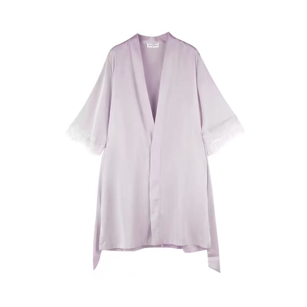 Purple satin silk robe